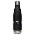 Front view of a black 17-ounce stainless steel bottle with a light LimitLine wordmark.