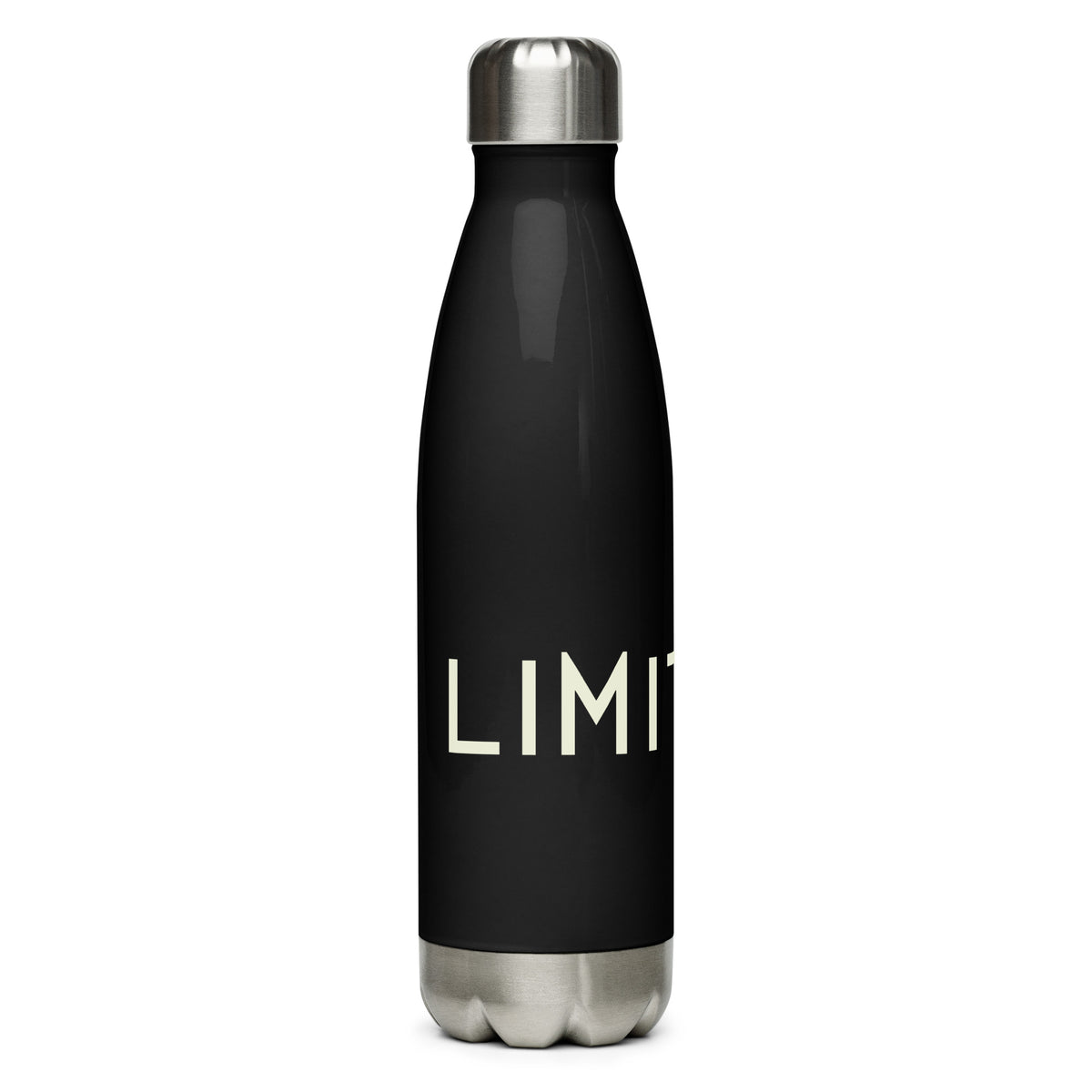 Right-side view of the black 17-ounce stainless steel bottle.