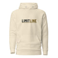 Bone premium pullover hoodie with a dark LimitLine wordmark printed across the chest.